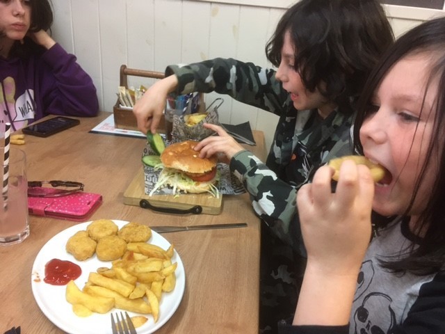 Chicken burger and nuggets at Barnacles.