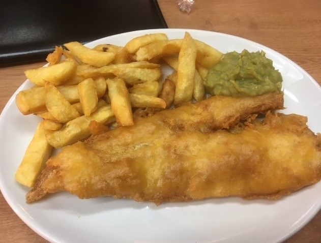 Haddock and chips at Barnacles.