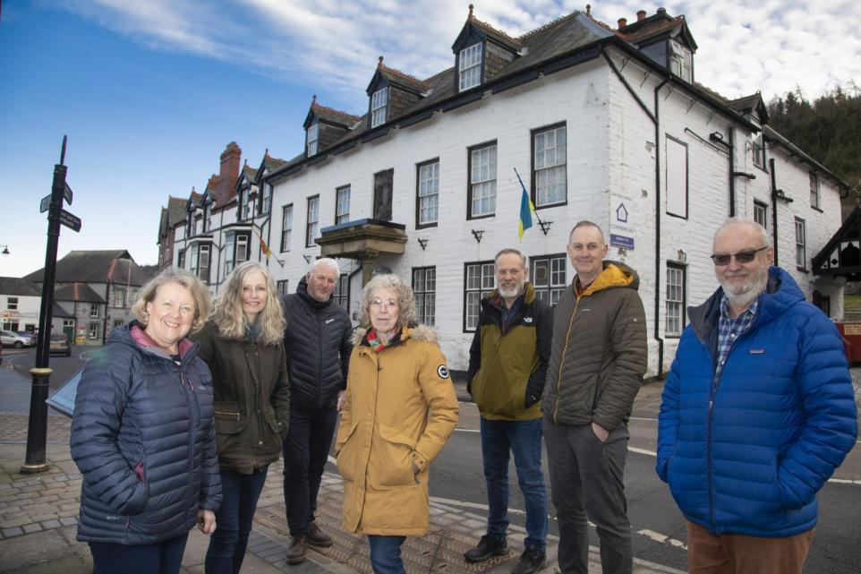 Members of Corwen Partnership, from left, secretary Helen Counsell, Lisa Carson, Denbighshire county councillor Alan Hughes, Tish Aldridge, Steve Bennett, Dylan Jones and chairman David Counsell. Picture: Mandy Jones Photography. (Image: Picture: Mandy