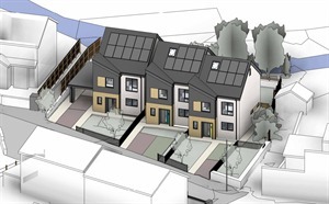 The houses to be built on the old library site in Llanberis (Cyngor Gwynedd planning docs.)